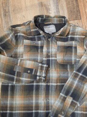 Rugged Elements Fleece Lined Flannel Plaid Shirt Jacket Mens Medium FLAW